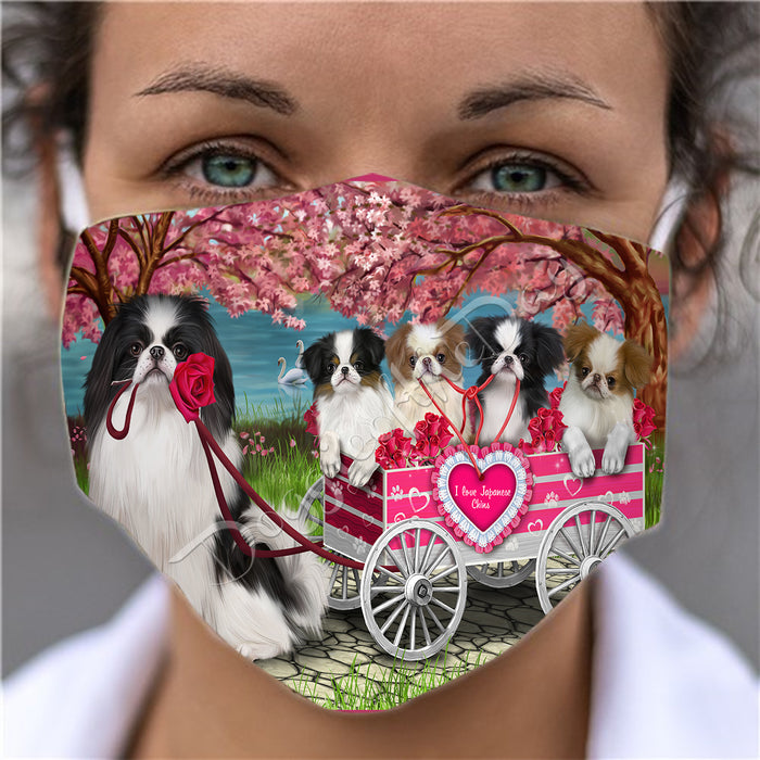 I Love Japanese Chin Dogs in a Cart Face Mask FM48156