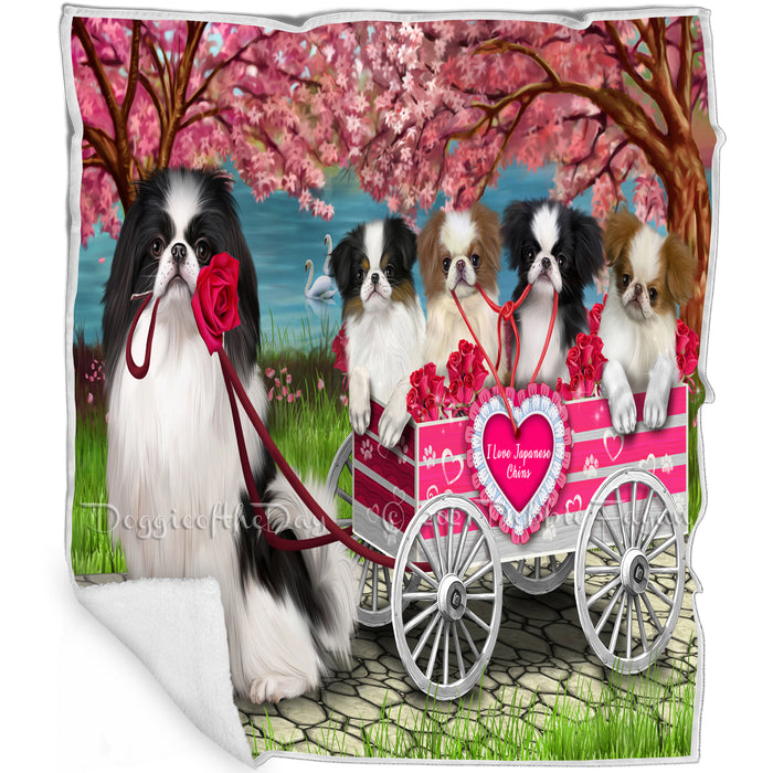 I Love Japanese Chin Dogs in a Cart Blanket BLNKT133698