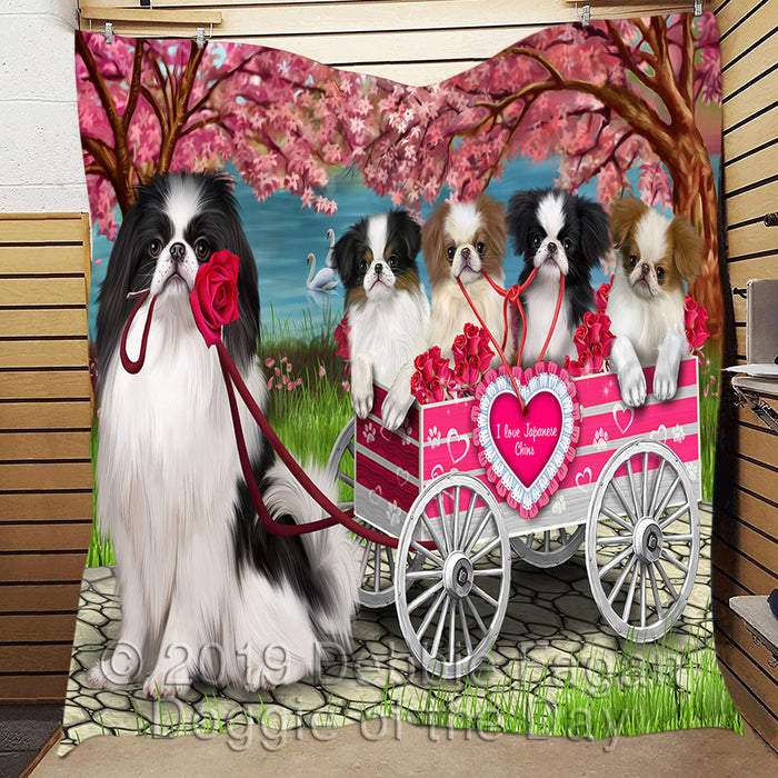 I Love Japanese Chin Dogs in a Cart Quilt