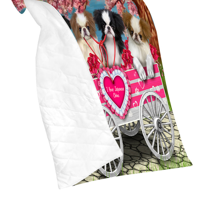 I Love Japanese Chin Dogs in a Cart Quilt