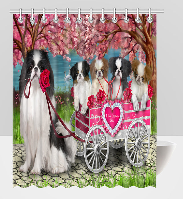 I Love Japanese Chin Dogs in a Cart Shower Curtain