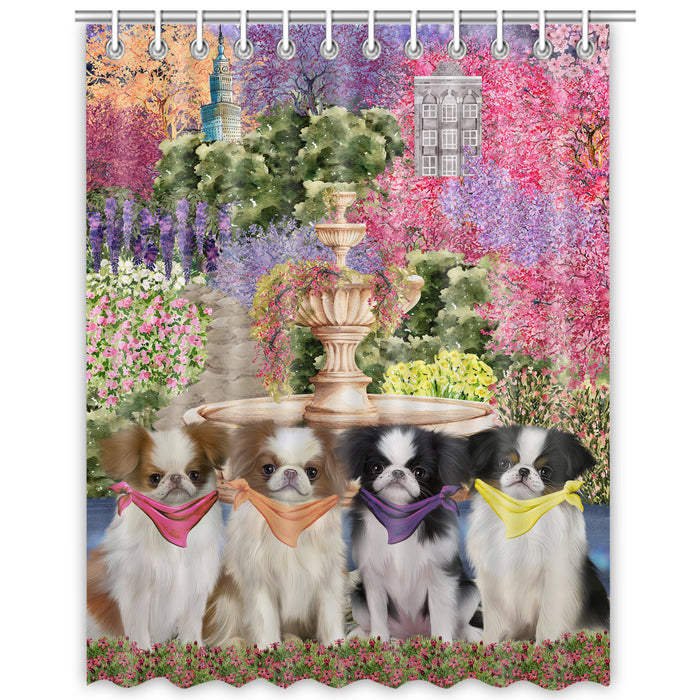 Japanese Chin Shower Curtain: Explore a Variety of Designs, Custom, Personalized, Waterproof Bathtub Curtains for Bathroom with Hooks, Gift for Dog and Pet Lovers