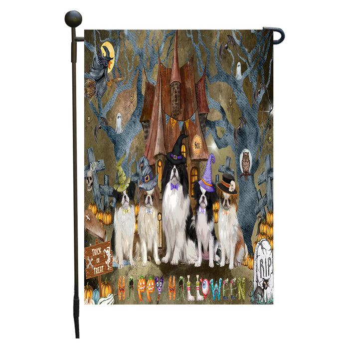 Japanese Chin Dogs Garden Flag: Explore a Variety of Designs, Personalized, Custom, Weather Resistant, Double-Sided, Outdoor Garden Halloween Yard Decor for Dog and Pet Lovers