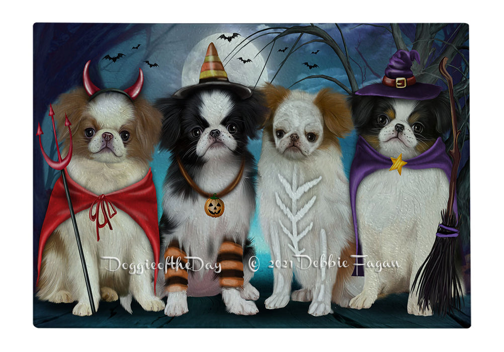 Happy Halloween Trick or Treat Japanese Chin Dogs Cutting Board - Easy Grip Non-Slip Dishwasher Safe Chopping Board Vegetables C79615