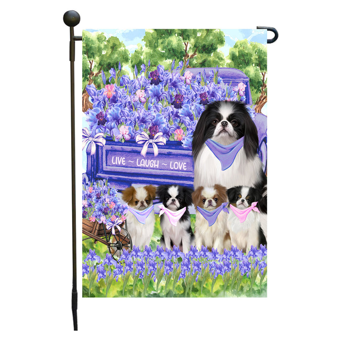 Japanese Chin Dogs Garden Flag for Dog and Pet Lovers, Explore a Variety of Designs, Custom, Personalized, Weather Resistant, Double-Sided, Outdoor Garden Yard Decoration