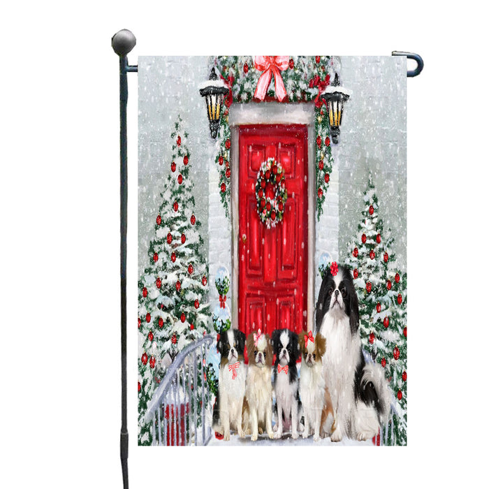 Christmas Holiday Welcome Japanese Chin Dogs Garden Flags- Outdoor Double Sided Garden Yard Porch Lawn Spring Decorative Vertical Home Flags 12 1/2"w x 18"h