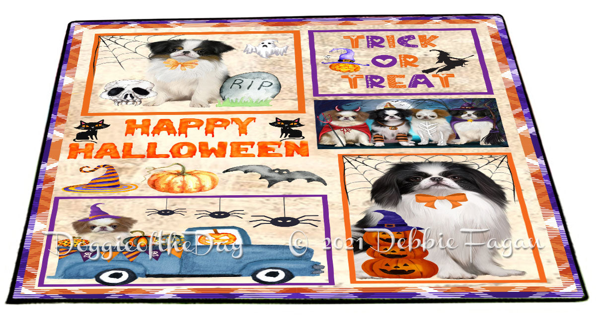Happy Halloween Trick or Treat Japanese Chin Dogs Indoor/Outdoor Welcome Floormat - Premium Quality Washable Anti-Slip Doormat Rug FLMS58126