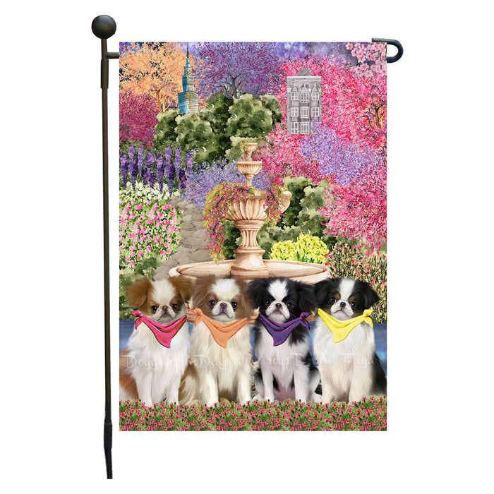 Japanese Chin Dogs Garden Flag: Explore a Variety of Designs, Weather Resistant, Double-Sided, Custom, Personalized, Outside Garden Yard Decor, Flags for Dog and Pet Lovers