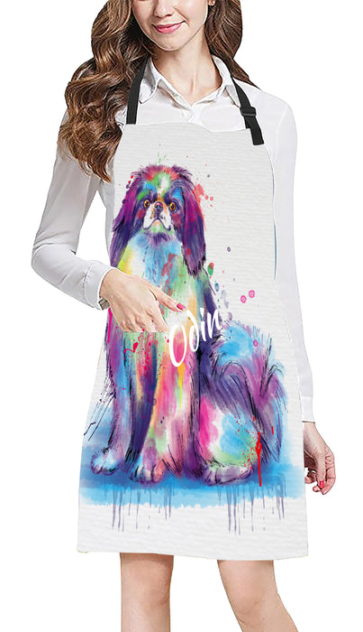 Custom Pet Name Personalized Watercolor Japanese Chin Dog Apron