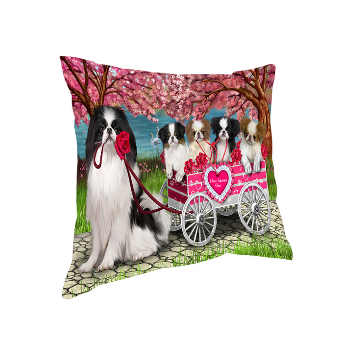 I Love Japanese Chin Dogs in a Cart Pillow PIL86384