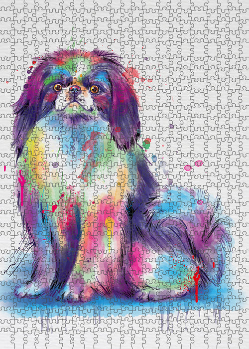 Watercolor Japanese Chin Dog Puzzle with Photo Tin PUZL97392