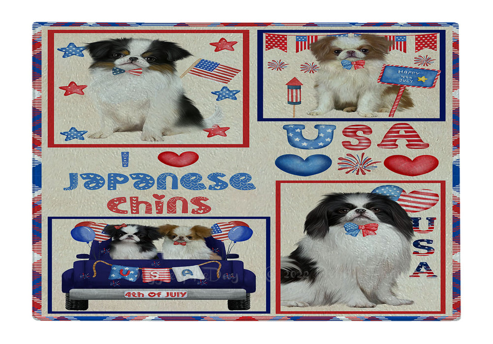 4th of July Independence Day I Love USA Japanese Chin Dogs Cutting Board - For Kitchen - Scratch & Stain Resistant - Designed To Stay In Place - Easy To Clean By Hand - Perfect for Chopping Meats, Vegetables