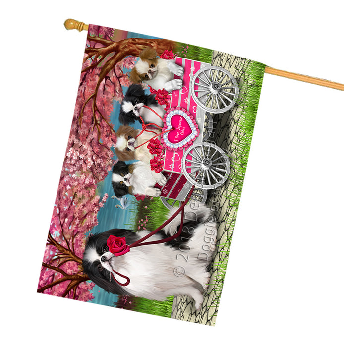 I Love Japanese Chin Dogs in a Cart House Flag FLG65142
