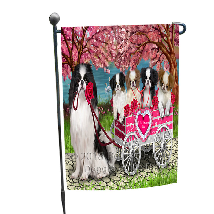 I Love Japanese Chin Dogs in a Cart Garden Flag GFLG65086