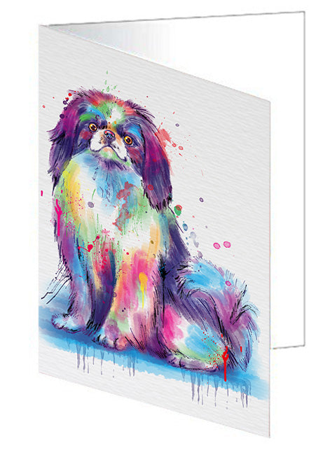 Watercolor Japanese Chin Dog Handmade Artwork Assorted Pets Greeting Cards and Note Cards with Envelopes for All Occasions and Holiday Seasons GCD77066
