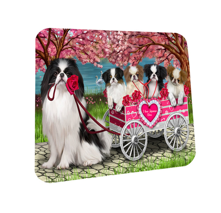 I Love Japanese Chin Dogs in a Cart Coasters Set of 4 CST57076