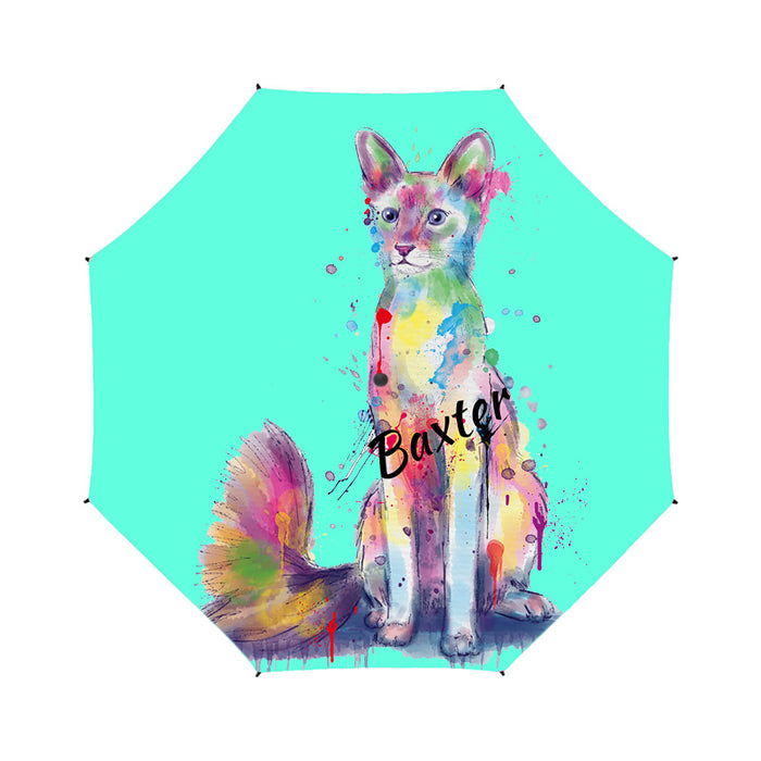 Custom Pet Name Personalized Watercolor Javanese CatSemi-Automatic Foldable Umbrella