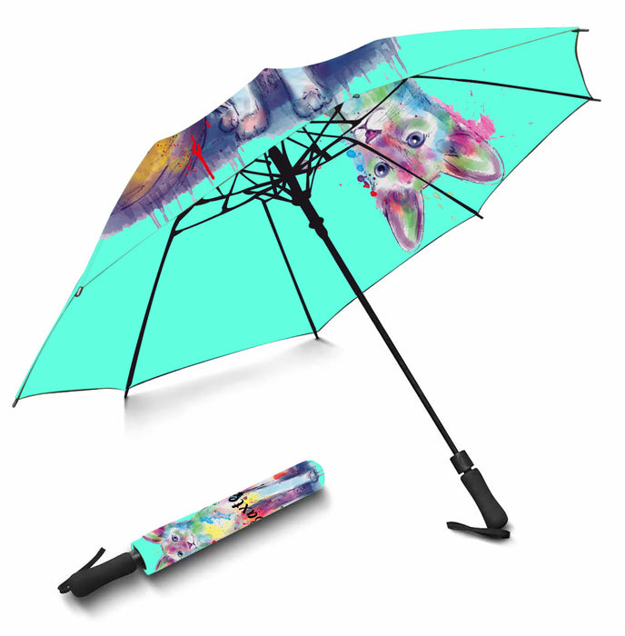 Custom Pet Name Personalized Watercolor Javanese CatSemi-Automatic Foldable Umbrella