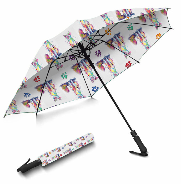 Watercolor Mini Javanese CatsSemi-Automatic Foldable Umbrella