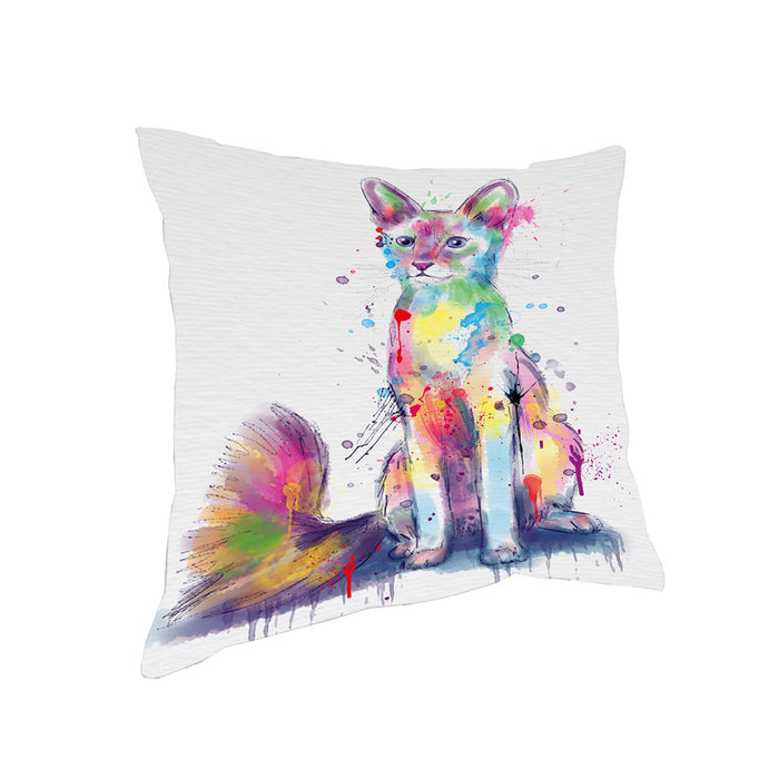 Watercolor Javanese Cat Pillow with Top Quality High-Resolution Images - Ultra Soft Pet Pillows for Sleeping - Reversible & Comfort - Ideal Gift for Dog Lover - Cushion for Sofa Couch Bed - 100% Polyester