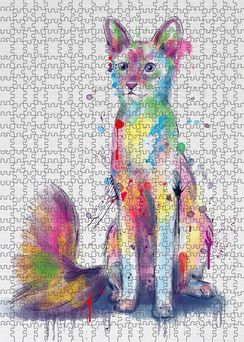 Watercolor Javanese Cat Portrait Jigsaw Puzzle for Adults Animal Interlocking Puzzle Game Unique Gift for Dog Lover's