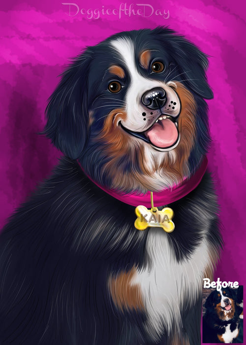 Digital Painting PERSONALIZED Caricature PET PORTRAIT! Custom Pet Dog or Cat Art