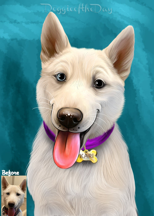 Digital Painting PERSONALIZED Caricature PET PORTRAIT! Custom Pet Dog or Cat Art