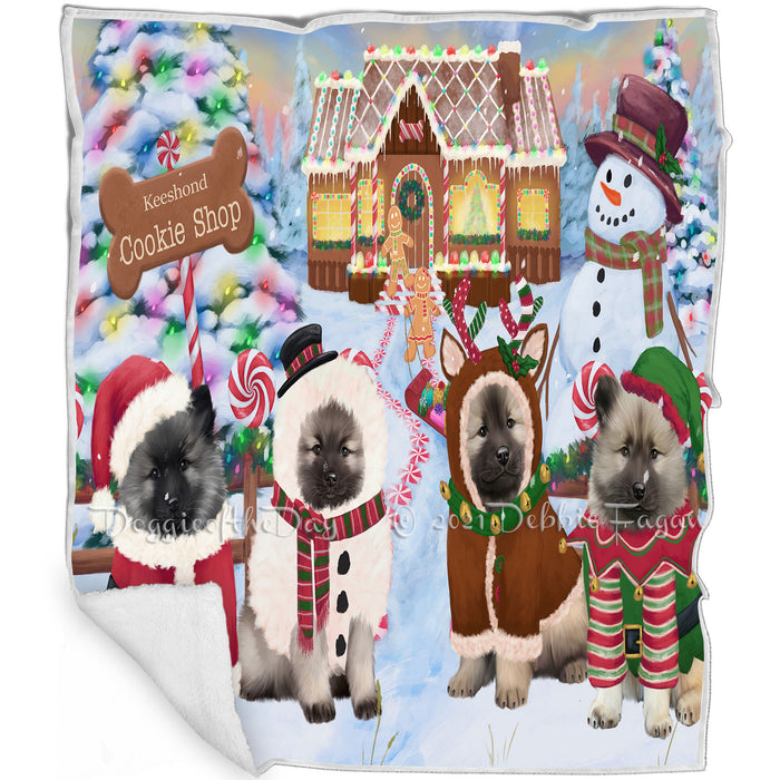 Holiday Gingerbread Cookie Shop Keeshonds Dog Blanket BLNKT127101