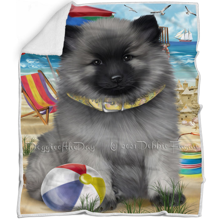 Pet Friendly Beach Keeshond Dog Blanket BLNKT80994