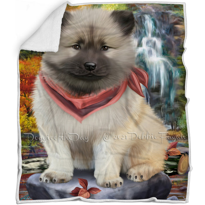 Scenic Waterfall Keeshond Dog Blanket BLNKT83955