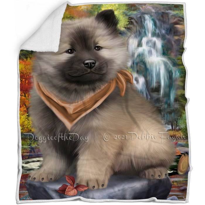 Scenic Waterfall Keeshond Dog Blanket BLNKT83964