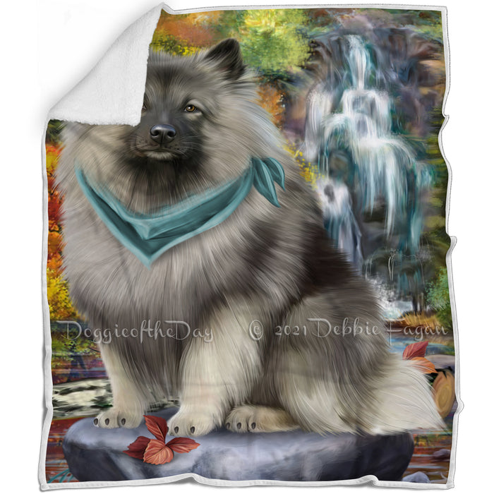 Scenic Waterfall Keeshond Dog Blanket BLNKT83973