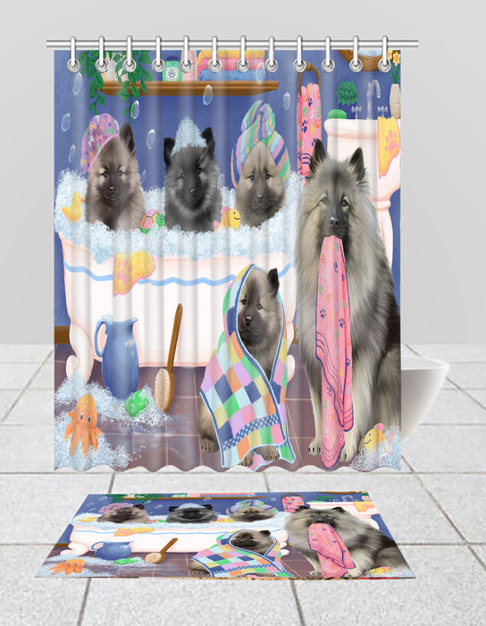 Rub A Dub Dogs In A Tub Keeshond Dogs Bath Mat and Shower Curtain Combo
