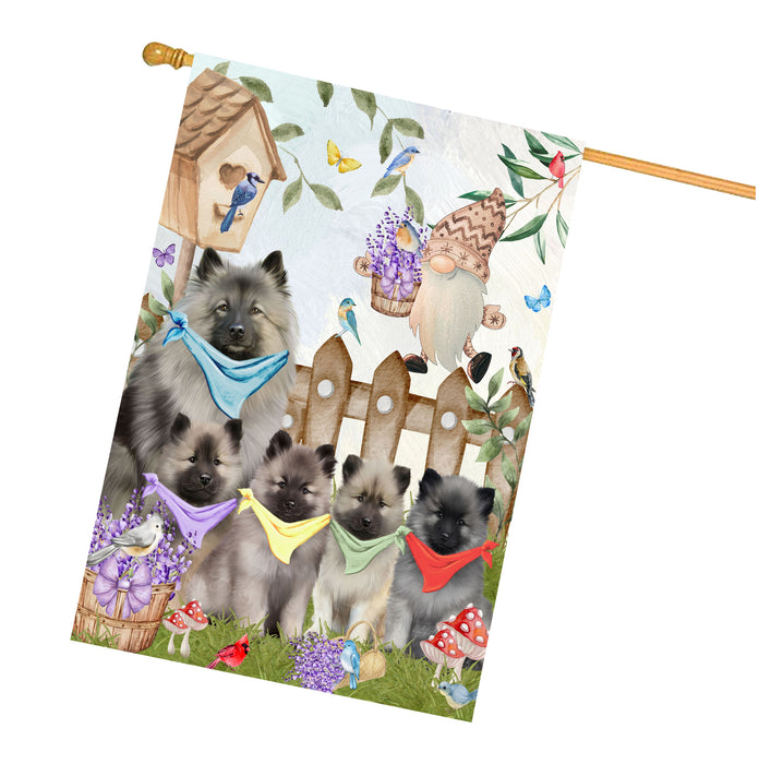 Keeshond Dogs House Flag: Explore a Variety of Designs, Custom, Personalized, Weather Resistant, Double-Sided, Home Outside Yard Decor for Dog and Pet Lovers