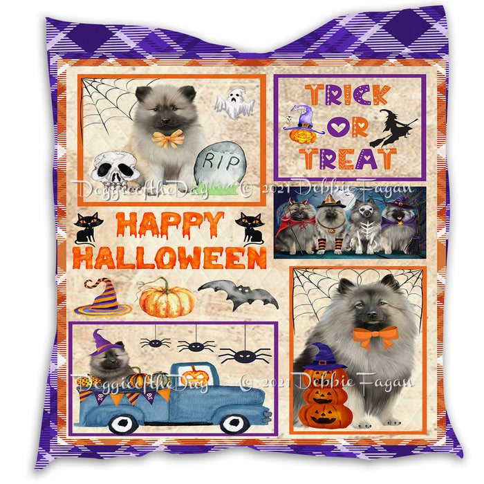 Happy Halloween Trick or Treat Pumpkin Keeshond Dogs Lightweight Soft Bedspread Coverlet Bedding Quilt QUILT60956