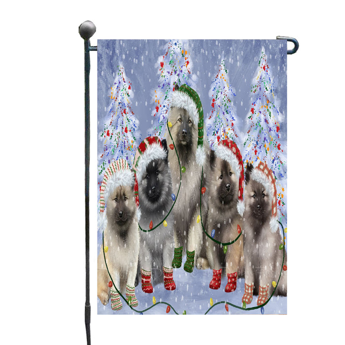 Christmas Lights and Keeshond Dogs Garden Flags- Outdoor Double Sided Garden Yard Porch Lawn Spring Decorative Vertical Home Flags 12 1/2"w x 18"h