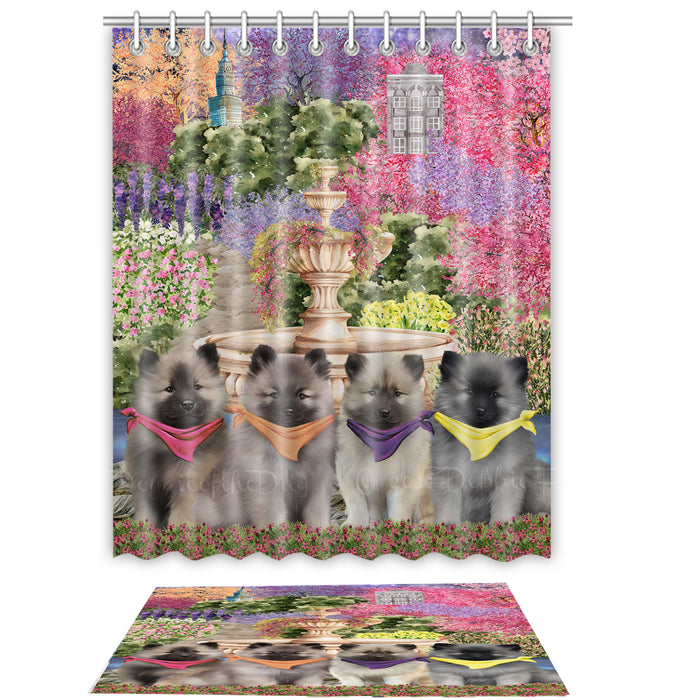 Keeshond Shower Curtain & Bath Mat Set, Custom, Explore a Variety of Designs, Personalized, Curtains with hooks and Rug Bathroom Decor, Halloween Gift for Dog Lovers