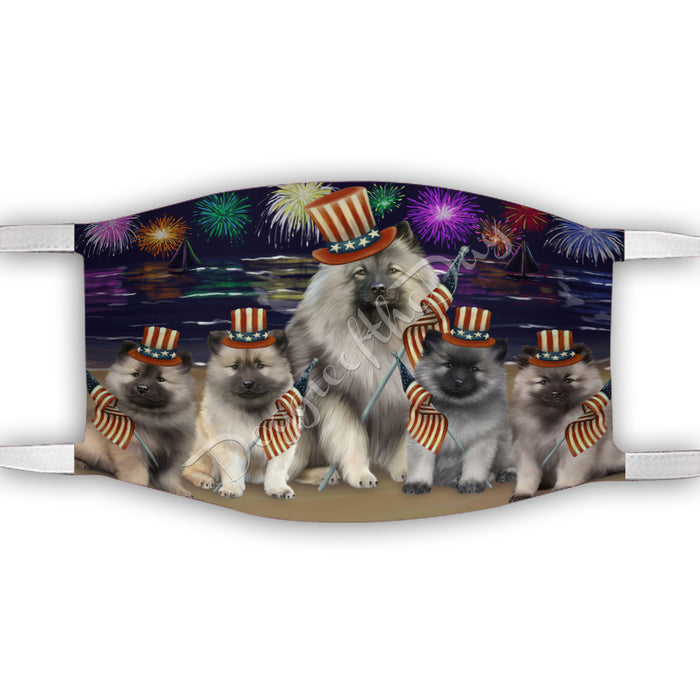 4th of July Independence Day Keeshond Dogs Face Mask FM49416
