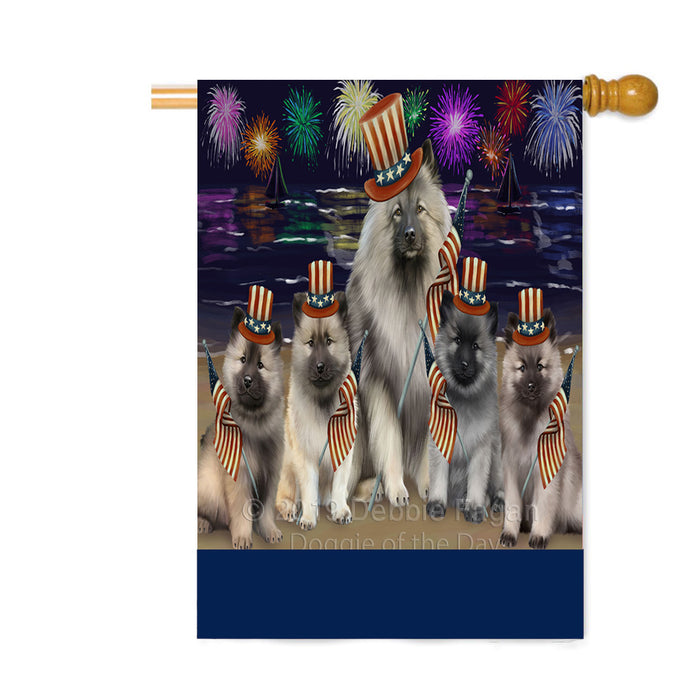 Personalized 4th of July Firework Keeshond Dogs Custom House Flag FLG-DOTD-A58012