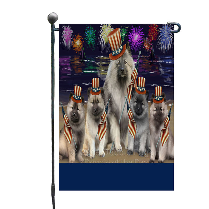 Personalized 4th of July Firework Keeshond Dogs Custom Garden Flags GFLG-DOTD-A57956