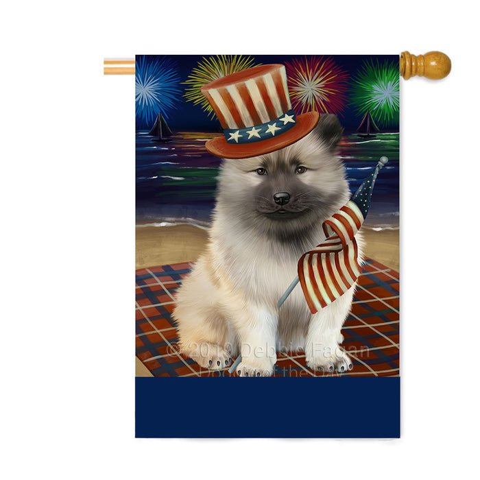 Personalized 4th of July Firework Keeshond Dog Custom House Flag FLG-DOTD-A58013