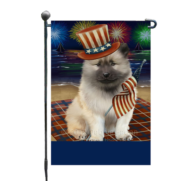 Personalized 4th of July Firework Keeshond Dog Custom Garden Flags GFLG-DOTD-A57957