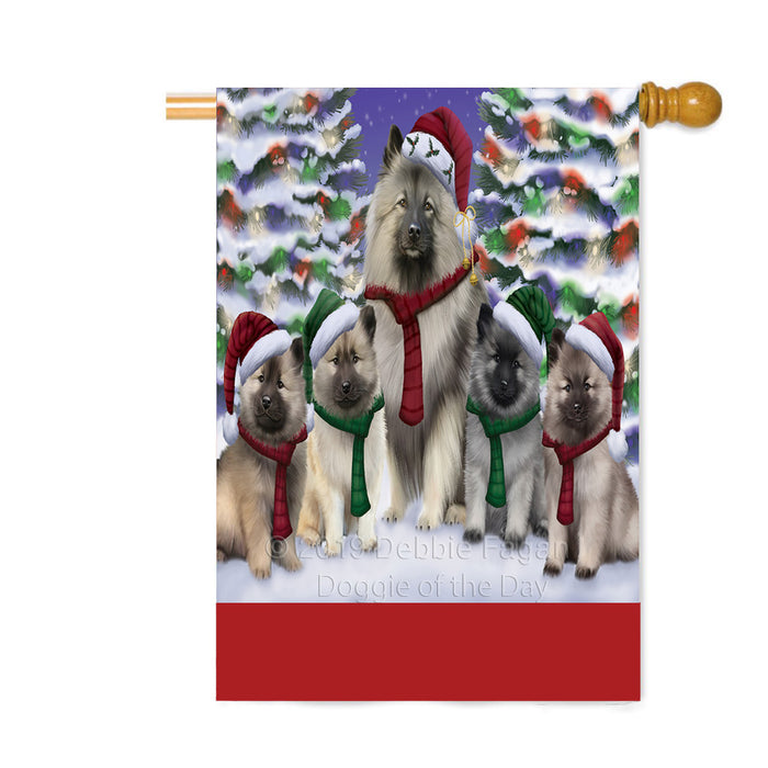 Personalized Christmas Happy Holidays Keeshond Dogs Family Portraits Custom House Flag FLG-DOTD-A59183