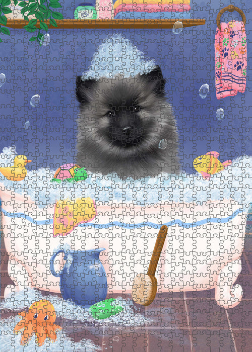 Rub A Dub Dog In A Tub Keeshond Dog Portrait Jigsaw Puzzle for Adults Animal Interlocking Puzzle Game Unique Gift for Dog Lover's with Metal Tin Box PZL299