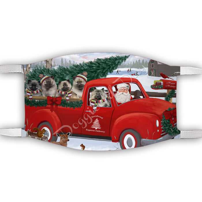 Christmas Santa Express Delivery Red Truck Keeshond Dogs Face Mask FM48451