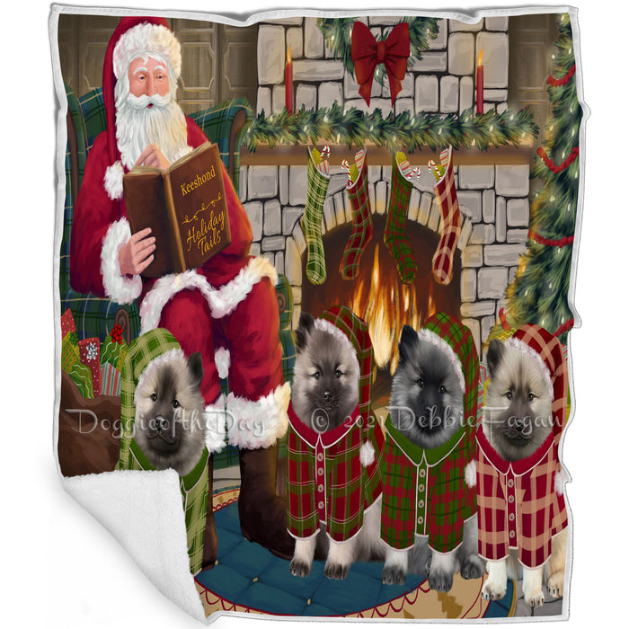 Christmas Cozy Holiday Tails Keeshonds Dog Blanket BLNKT115617