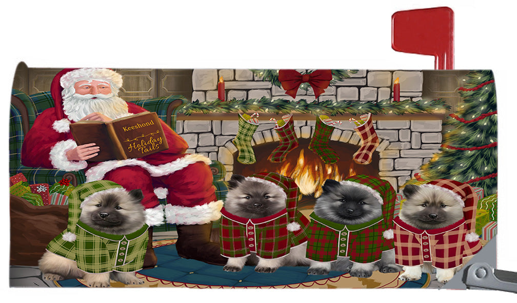 Christmas Cozy Holiday Fire Tails Keeshond Dogs 6.5 x 19 Inches Magnetic Mailbox Cover Post Box Cover Wraps Garden Yard Décor MBC48912