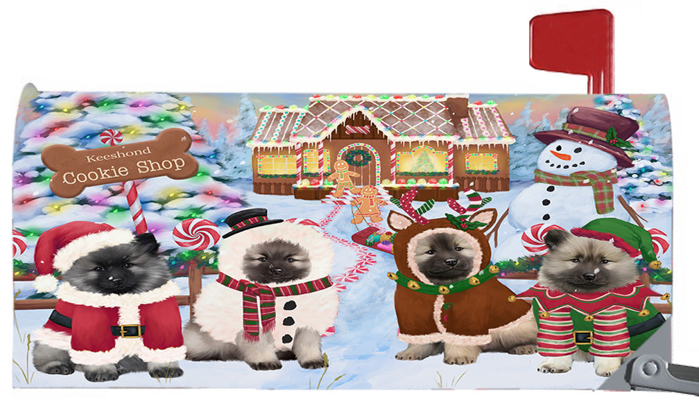 Christmas Holiday Gingerbread Cookie Shop Keeshond Dogs 6.5 x 19 Inches Magnetic Mailbox Cover Post Box Cover Wraps Garden Yard Décor MBC49001