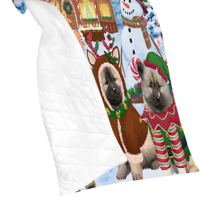 Holiday Gingerbread Cookie Keeshond Dogs Quilt