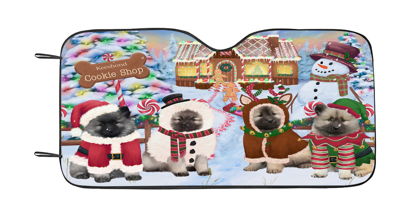 Holiday Gingerbread Cookie Keeshond Dogs Car Sun Shade